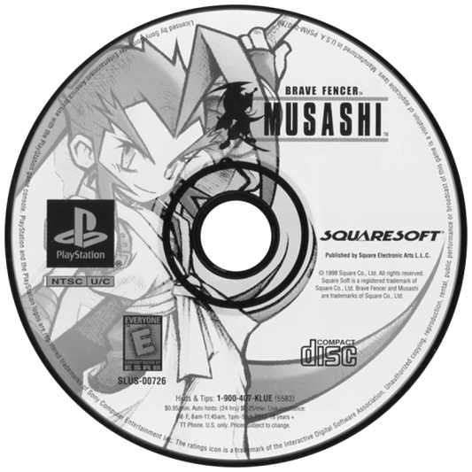 Brave Fencer Musashi disc for PlayStation 1 (PS1) video game