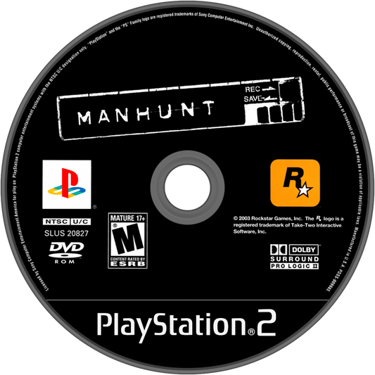 Manhunt disc art for PlayStation 2 (PS2) video game