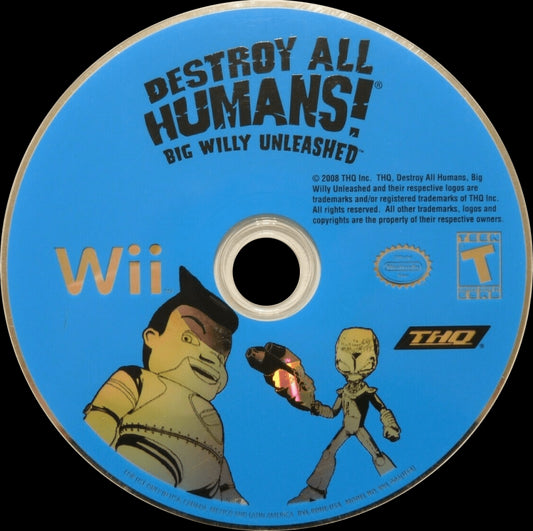 Destroy All Humans Big Willy Unleashed disc cover art for Nintendo Wii (Wii) video game