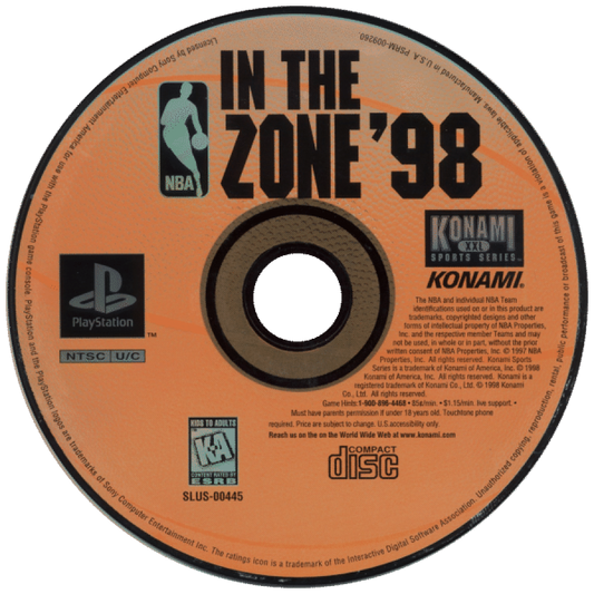 NBA in the Zone '98 disc for PlayStation 1 (PS1) retro video game