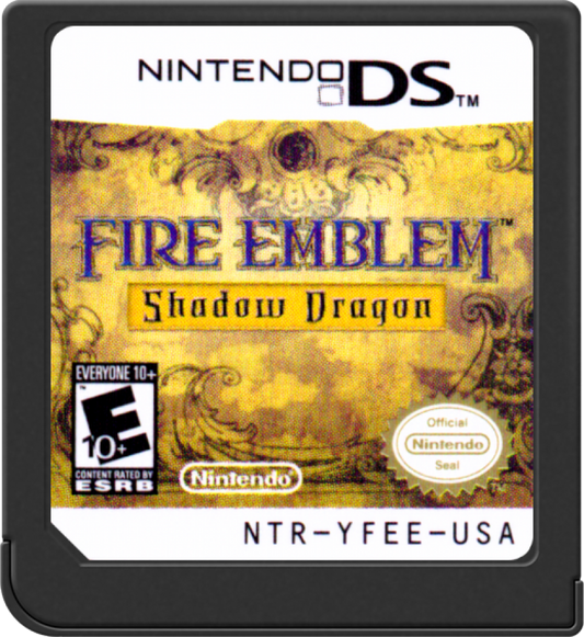 Fire Emblem Shadow Dragon cartridge for the Nintendo DS featuring turn based tactical RPG gameplay with grid based battles character progression and story driven missions as Prince Marth fights to save the kingdom cartridge