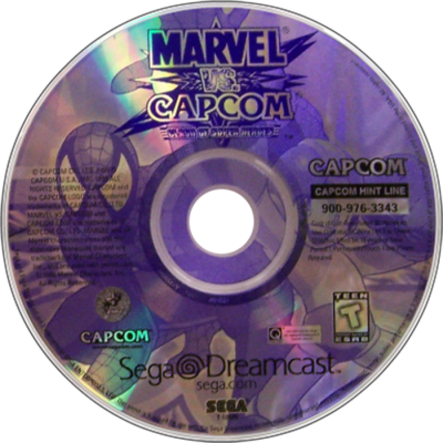 Marvel vs. Capcom Dreamcast featuring classic arcade-style fighting gameplay with Marvel and Capcom characters disc