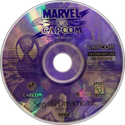 Marvel vs. Capcom Dreamcast featuring classic arcade-style fighting gameplay with Marvel and Capcom characters disc