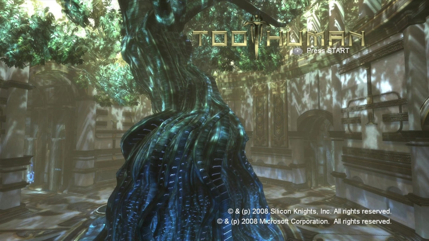 Too Human start screen for Xbox 360 (X360) action role-playing video game