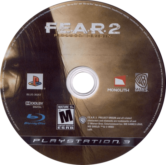 F.E.A.R. 2: Project Origin disc for PlayStation 3 (PS3) video game