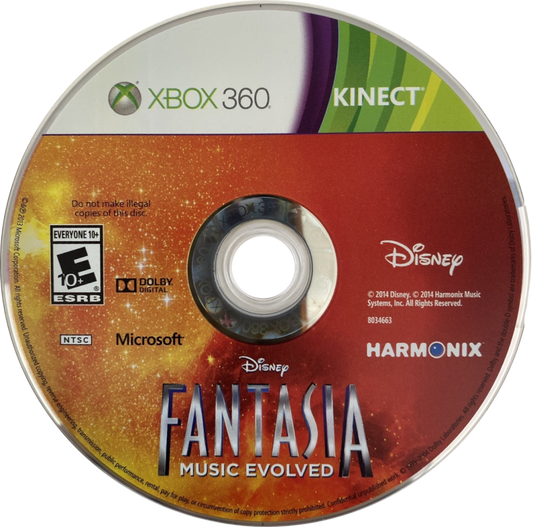 Fantasia: Music Evolved disc for Xbox 360 (X360) motion-controlled music rhythm video game