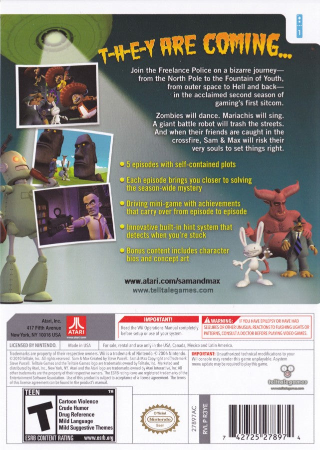 Sam & Max: Season Two - Beyond Time and Space – Nintendo Wii (Wii) episodic point-and-click adventure comedy video game back of case