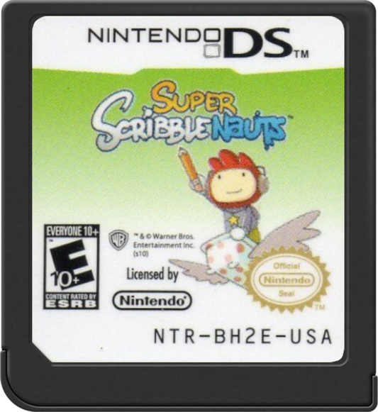 Super Scribblenauts Nintendo DS for retro video game enthusiasts featuring creative puzzle gameplay expansive vocabulary based problem solving imaginative object creation challenging brain teasers family friendly handheld adventure and collectible gaming appeal cartridge