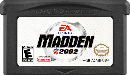 Madden NFL 2002 game cartridge for Game Boy Advance (GBA) video game