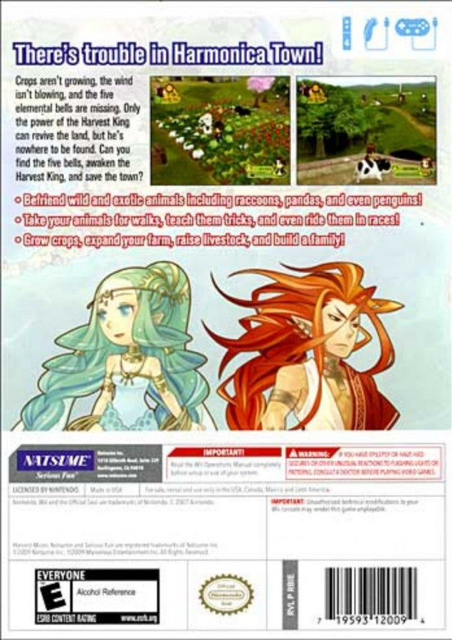 Harvest Moon Animal Parade Nintendo Wii for retro video game enthusiasts featuring farming simulation gameplay crop cultivation animal care village life exploration relationship building seasonal events relaxing role playing adventure and collectible gaming appeal back cover