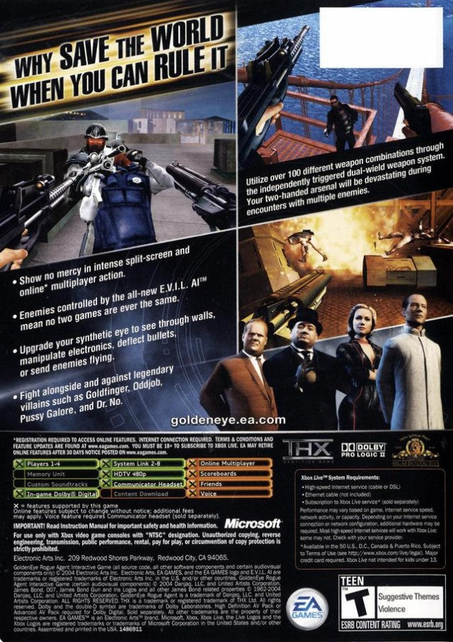 007 Rogue Agent Xbox Original game case with James Bond action shooter back cover art