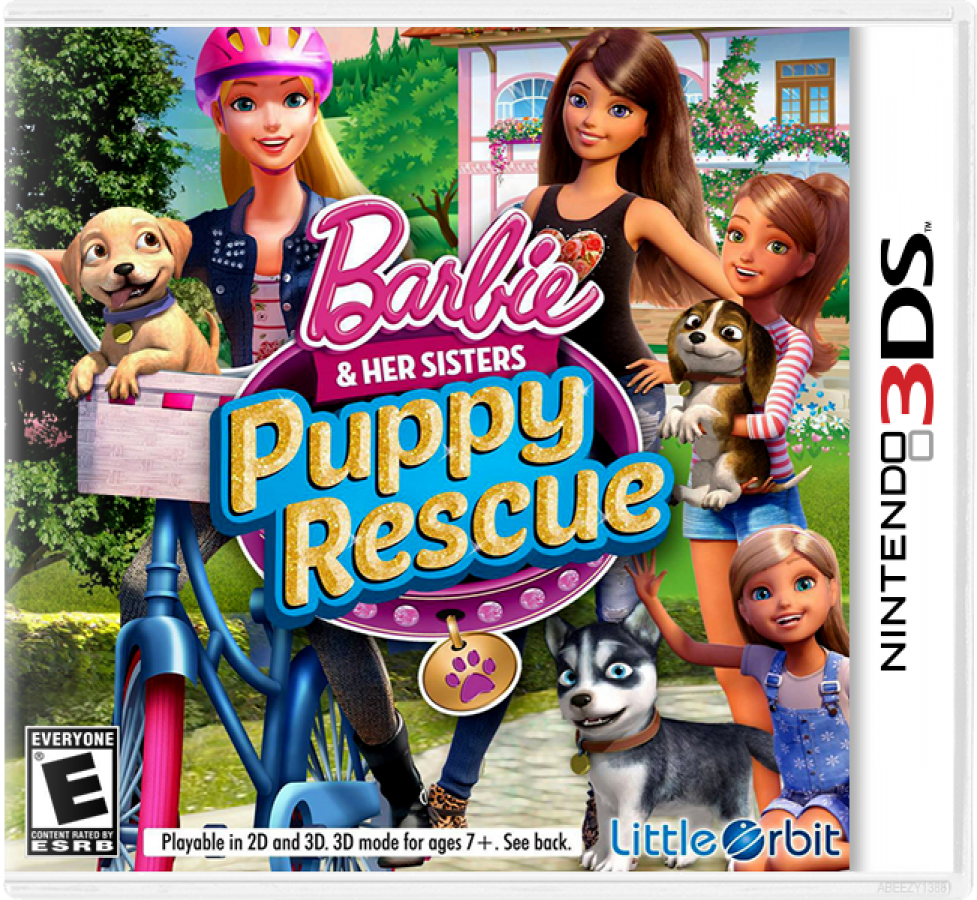 Barbie and Her Sisters: Puppy Rescue cover art for Nintendo 3DS (3DS) video game