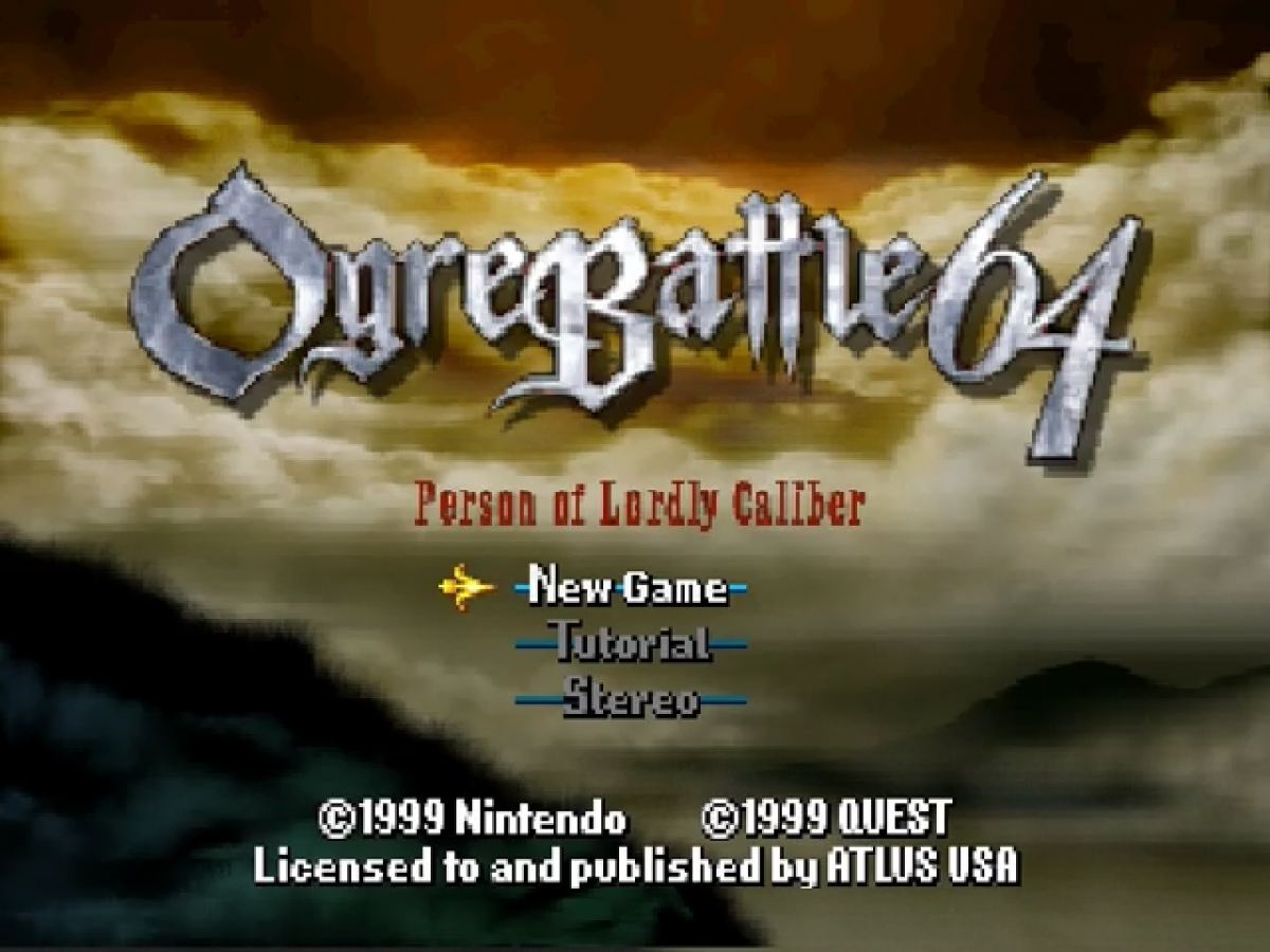 Ogre Battle 64: Person of Lordly Caliber title screen or Nintendo 64 (N64) video game