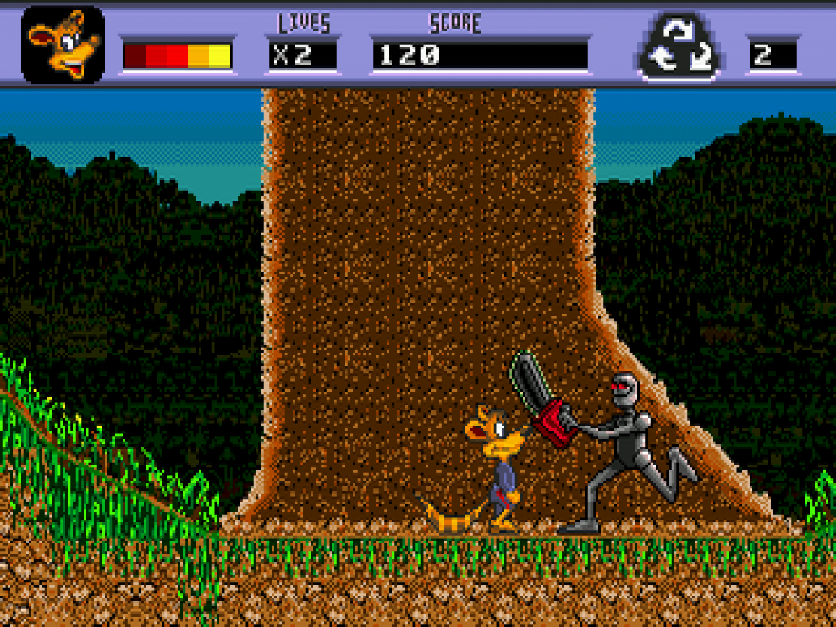 Awesome Possum... Kicks Dr. Machino's Butt gameplay for Sega Genesis (GEN) video game