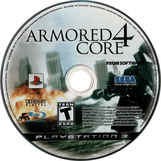 Armored Core 4 PlayStation 3 PS3 for retro video game enthusiasts featuring futuristic mech combat gameplay high speed armored warfare customizable mechs intense mission based action strategic battles sci fi environments and collectible gaming appeal disc
