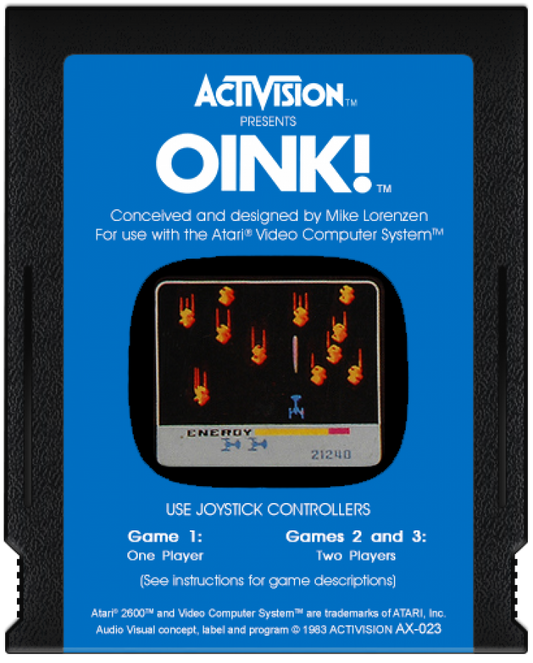 Oink! cartridge art for Atari 2600 (2600) video game