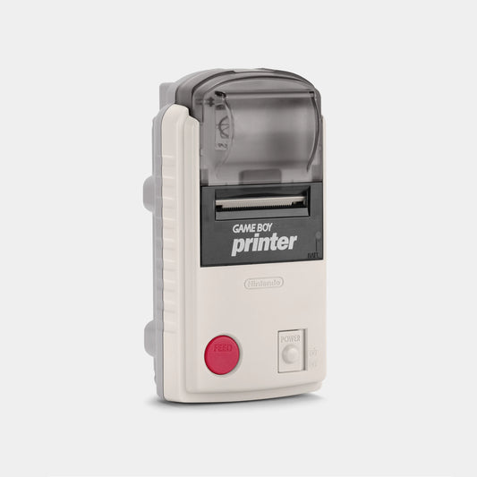 Nintendo Game Boy Printer original handheld accessory for Game Boy Camera featuring thermal printing for photos stickers and screenshots compatible with classic Game Boy systems front display of printer