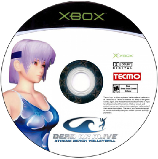 Dead or Alive Xtreme Beach Volleyball Xbox sports and mini-games title featuring characters playing beach volleyball in tropical settings disc