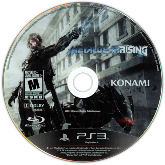 Metal Gear Rising: Revengeance PS3 action video game disc