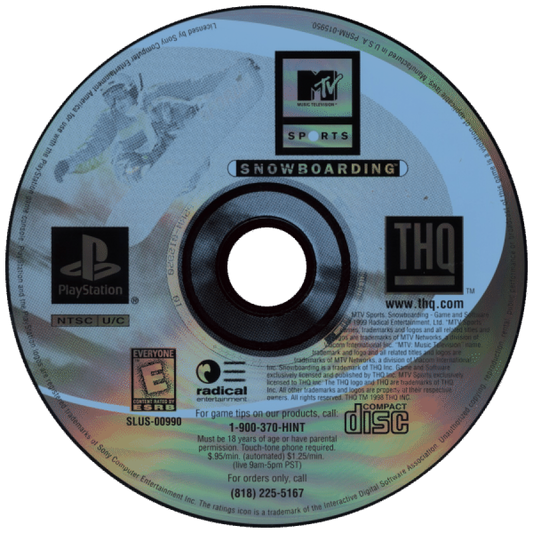 Snowboarding disc for PlayStation 1 (PS1) snowboarding sports video game