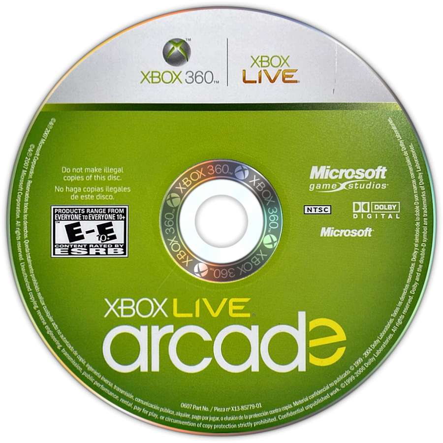 Xbox Live Arcade disc for Xbox 360 (X360) digital game compilation video game