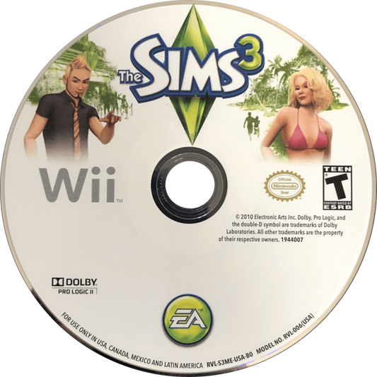The Sims 3 Wii inspired design featuring life simulation gameplay aesthetic virtual household management character customization open neighborhood exploration creative storytelling family friendly social interactions casual gaming presentation disc