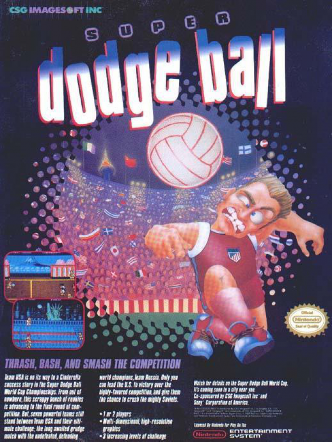 Super Dodgeball advert for Nintendo Entertainment System NES retro video game