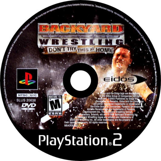 Backyard Wrestling: Don’t Try This at Home PS2 game for PlayStation 2 featuring extreme wrestling action and fighting disc