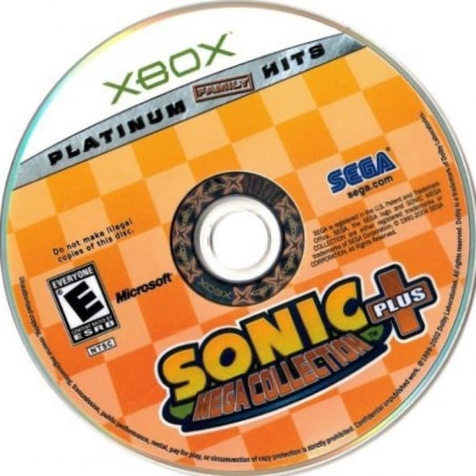 Sonic Mega Collection Plus Platinum Hits Xbox inspired design featuring classic Sega platform gaming collection aesthetic Sonic the Hedgehog retro arcade action fast paced side scrolling gameplay iconic blue blur adventures nostalgic gaming history presentation disc