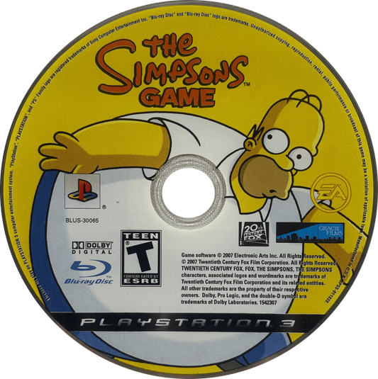 The Simpsons Game disc art for Playstation 3 (PS3) video game