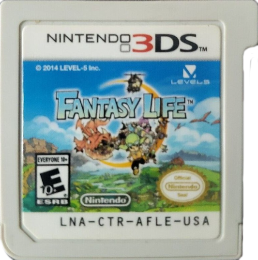 Fantasy Life Nintendo 3DS game featuring life simulation RPG gameplay with crafting professions open world exploration character customization and quest based adventure in a colorful fantasy setting cartridge