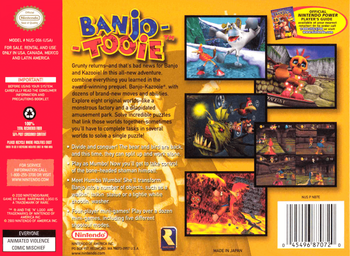 Banjo Tooie back cover art for Nintendo 64 (N64) video game
