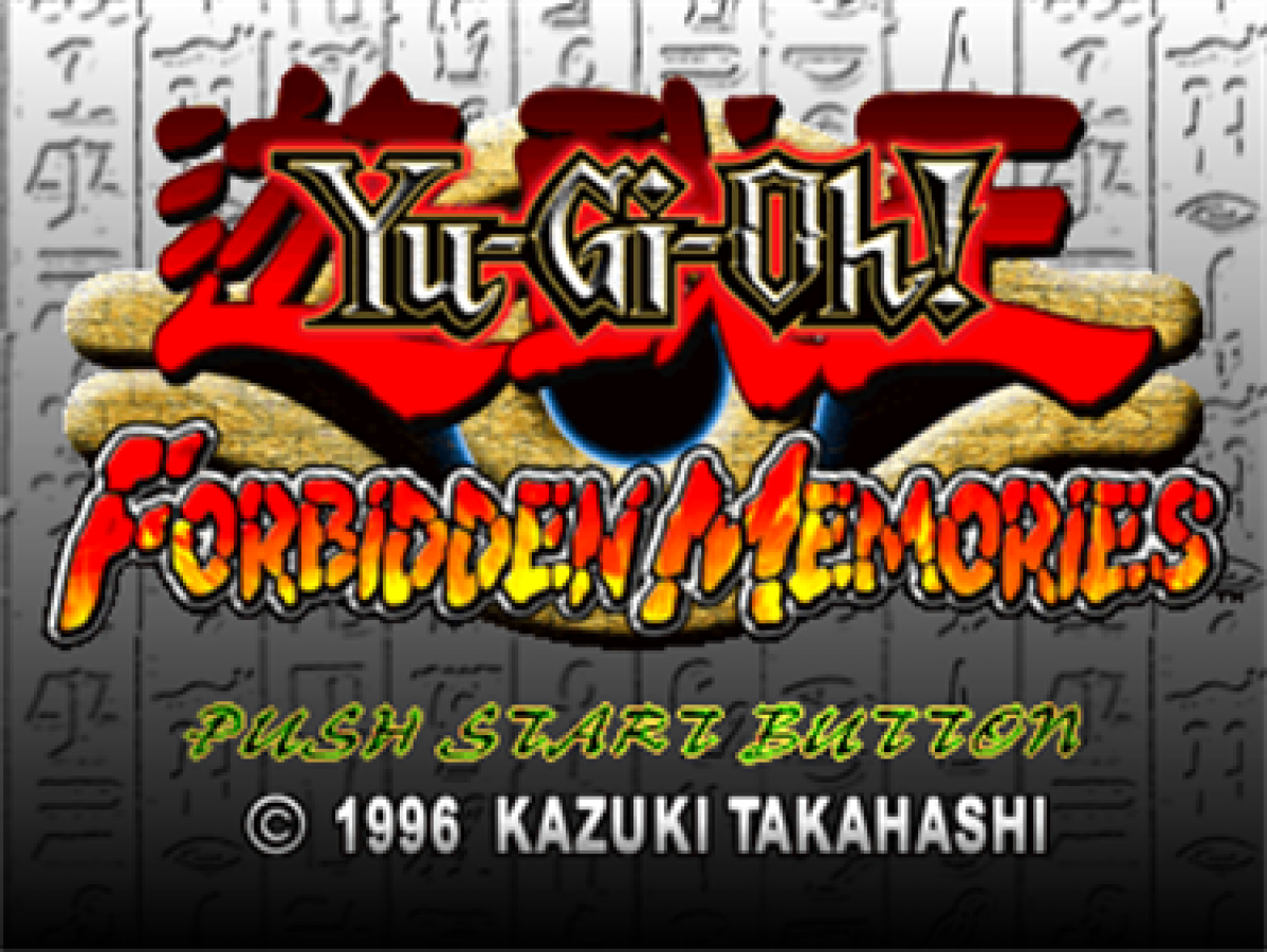 Yu-Gi-Oh! Forbidden Memories start screen for PlayStation 1 (PS1) card battle video game