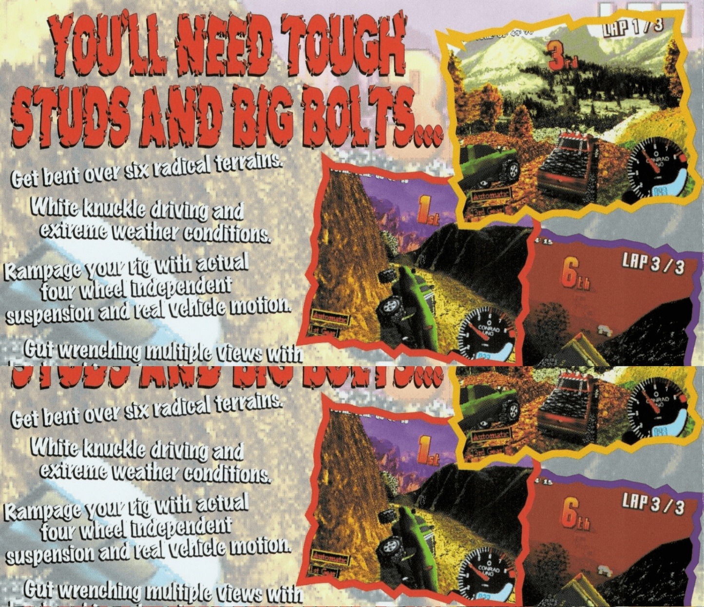 TNN Motorsports Hardcore 4X4 back of case for PlayStation 1 (PS1) off-road racing video game