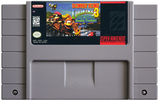 Donkey Kong Country 3: Dixie Kong's Double Trouble – Super Nintendo Entertainment System (SNES) Front cartridge Box art image