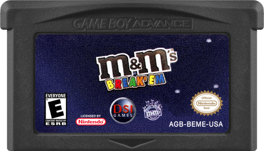M&M's Break'Em game cartridge for Game Boy Advance (GBA) video game