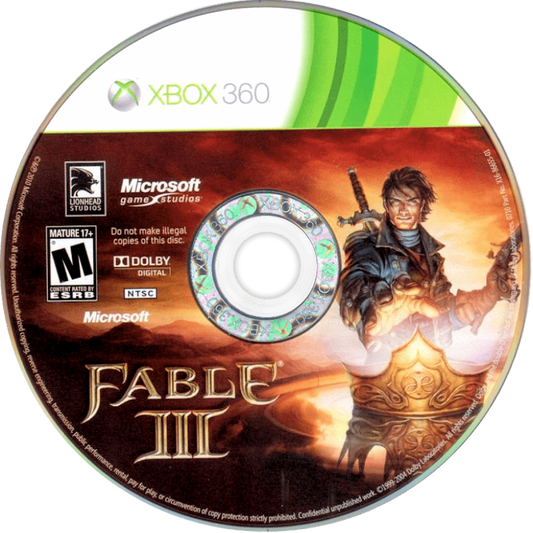 Fable III disc for Xbox 360 (X360) action role-playing video game