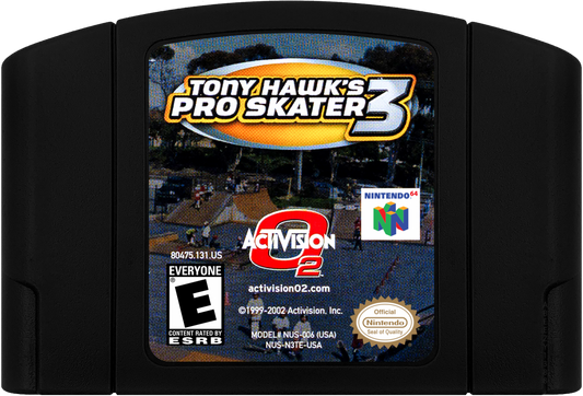 Tony Hawk's Pro Skater 3 cartridge for Nintendo 64 (N64) video game