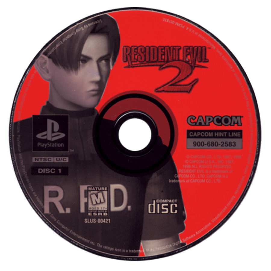 Resident Evil 2 disc for PlayStation 1 (PS1) survival horror video game