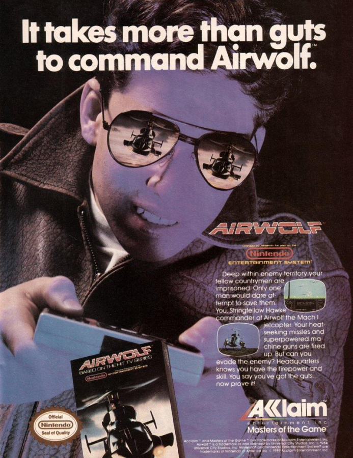 Airwolf advert for Nintendo Entertainment System (NES) retro video game