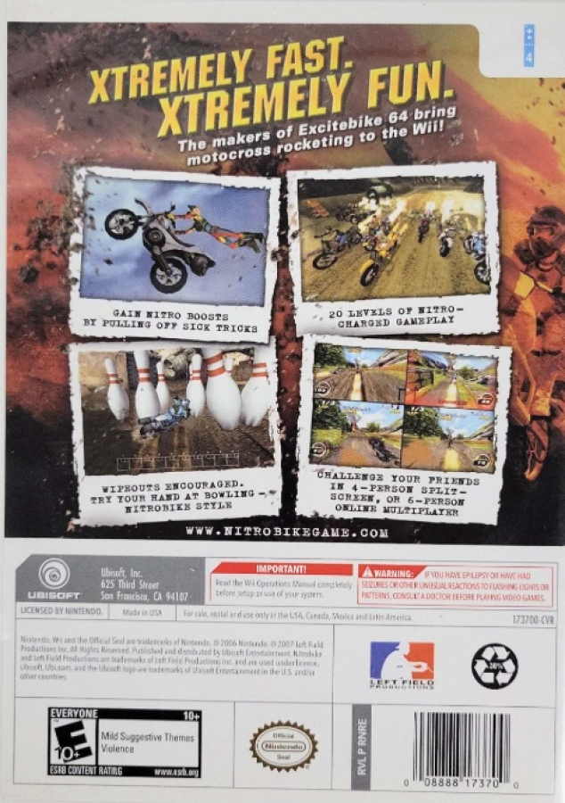 Nitrobike – Nintendo Wii (Wii) motorcycle combat racing arcade video game back of case