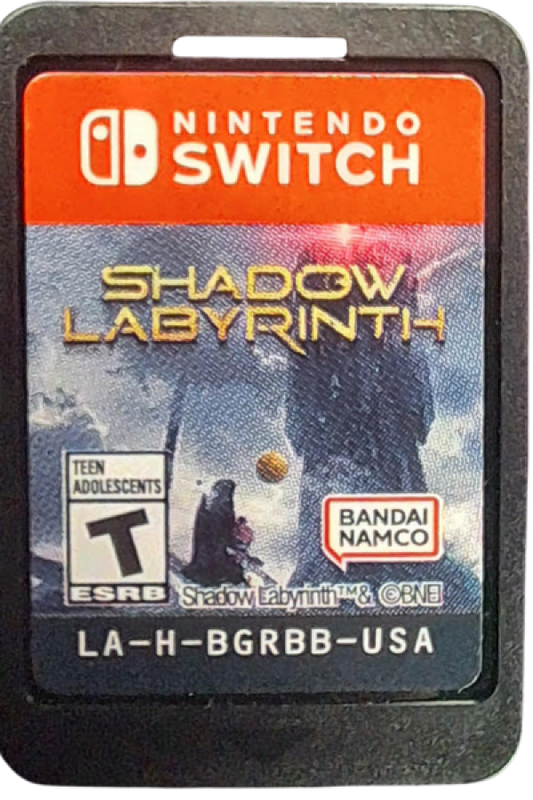 Shadow Labyrinth Nintendo Switch inspired design featuring dark sci fi action adventure aesthetic mysterious maze exploration atmospheric environments challenging combat futuristic secrets immersive platforming gameplay cinematic survival journey presentation cartridge