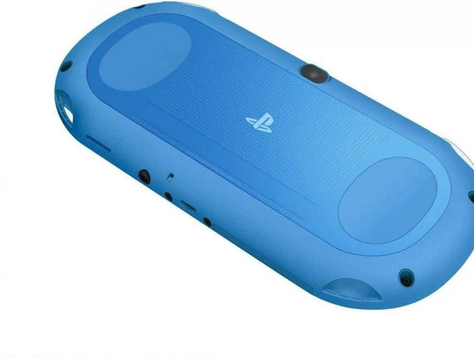 PlayStation Vita PS Vita 2000 Slim Blue handheld gaming system featuring slim lightweight design vibrant LCD display dual analog sticks front and rear touch controls built in cameras Wi Fi connectivity downloadable PlayStation games portable Sony gaming rechargeable battery collectible gaming appeal