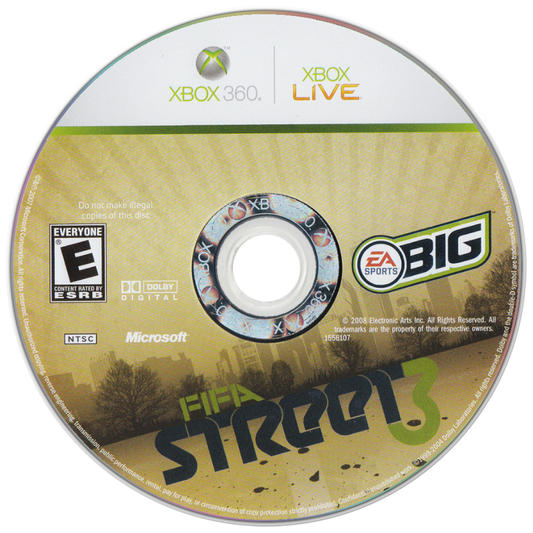 FIFA Street 3 Xbox 360 for sports video game fans featuring arcade style street soccer gameplay fast paced matches trick moves freestyle skills authentic international players multiplayer competition vibrant urban environments and exciting football action collectible gaming appeal game disc