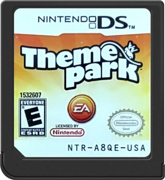 Theme Park Nintendo DS video game, simulation and management, amusement park building and strategy, handheld console title cartridge