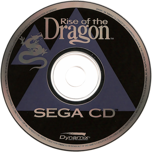 Rise of the Dragon Sega CD cinematic adventure game point and click cyberpunk detective story Blade Runner style futuristic LA investigation puzzles branching narrative FMV cutscenes Sierra On-Line retro gaming Sega CD software video game title disc