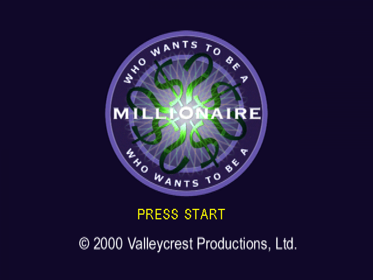 Who Wants To Be A Millionaire: 2nd Edition start screen for PlayStation 1 (PS1) quiz show video game