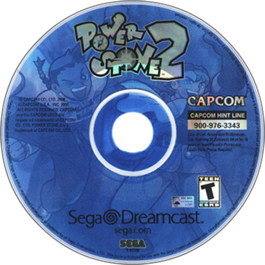 Power Stone 2 Dreamcast featuring 3D arena fighting gameplay with colorful characters and dynamic battle stages disc