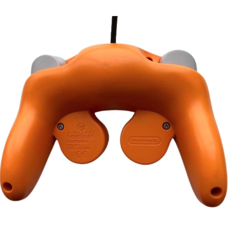 Official Nintendo GameCube Controller Orange Spice GC gaming accessory featuring vibrant orange spice color design ergonomic grip classic Nintendo button layout analog control stick C stick pressure sensitive shoulder buttons responsive directional pad A B X Y buttons wired controller connection precise movement and comfortable gameplay compatible with Nintendo GameCube console and supported Nintendo systems retro gaming accessory collectible controller and gaming setup appeal