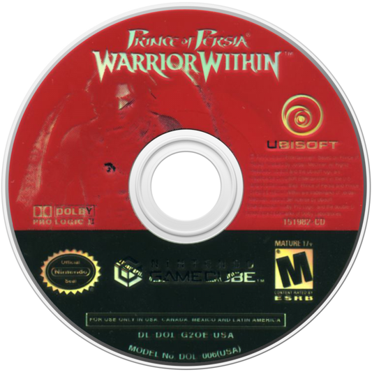 Prince of Persia Warrior Within for GameCube featuring intense action adventure gameplay with dark fantasy themes disc